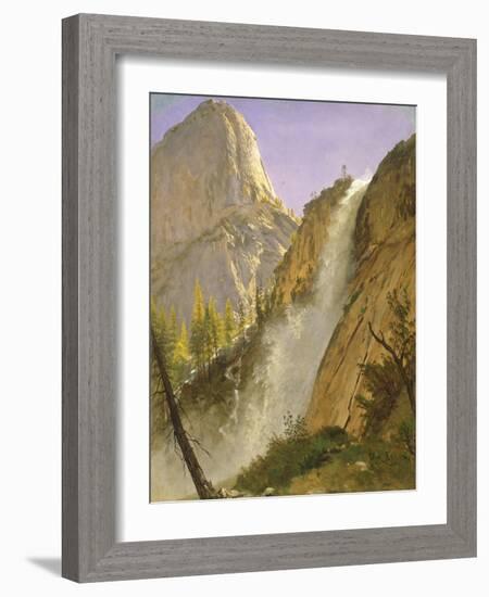 Liberty Cap, Yosemite Valley, 1873 (Oil on Paper Laid down on Board)-Albert Bierstadt-Framed Giclee Print