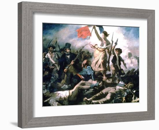 Liberty Leading the People, 1830-Eugene Delacroix-Framed Giclee Print