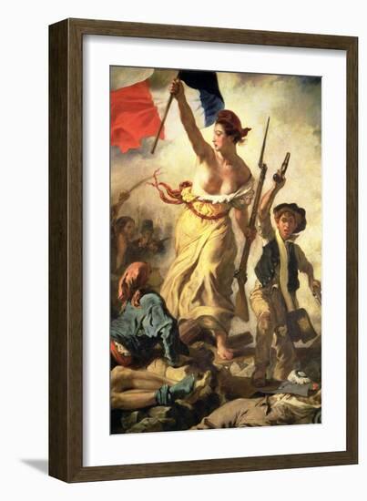Liberty Leading the People, 28 July 1830 (Detail)-Eugene Delacroix-Framed Giclee Print