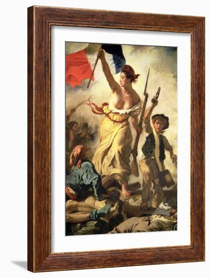 Liberty Leading the People, 28 July 1830 (Detail)-Eugene Delacroix-Framed Giclee Print