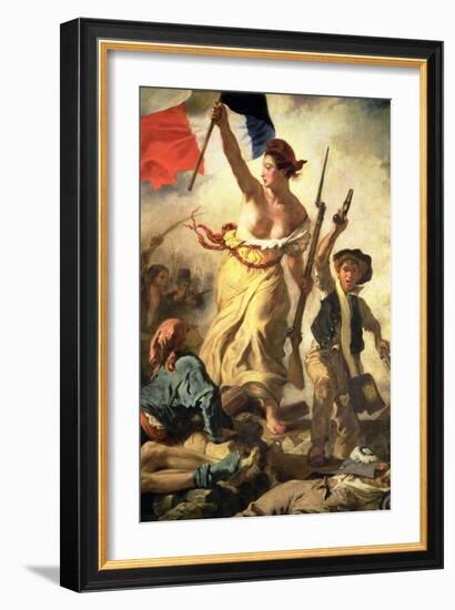 Liberty Leading the People, 28 July 1830 (Detail)-Eugene Delacroix-Framed Giclee Print