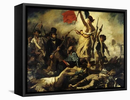 Liberty Leading the People, July 28, 1830-Eugene Delacroix-Framed Stretched Canvas