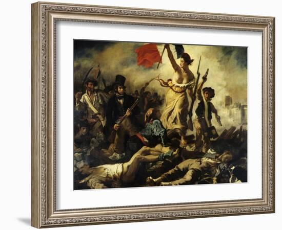 Liberty Leading the People, July 28, 1830-Eugene Delacroix-Framed Art Print