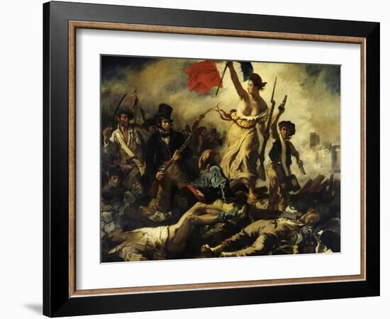 Liberty Leading the People, July 28, 1830-Eugene Delacroix-Framed Art Print