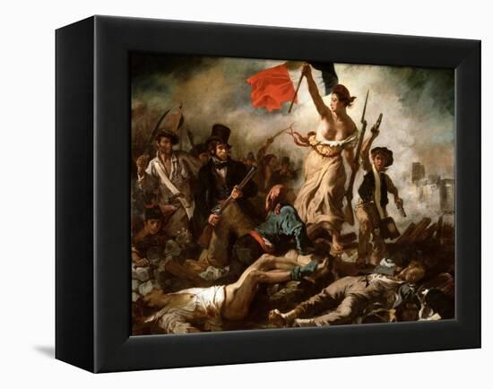 Liberty Leading the People (Oil on Canvas, 1830)-Ferdinand Victor Eugene Delacroix-Framed Premier Image Canvas