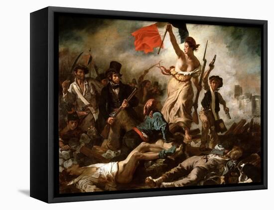 Liberty Leading the People (Oil on Canvas, 1830)-Ferdinand Victor Eugene Delacroix-Framed Premier Image Canvas