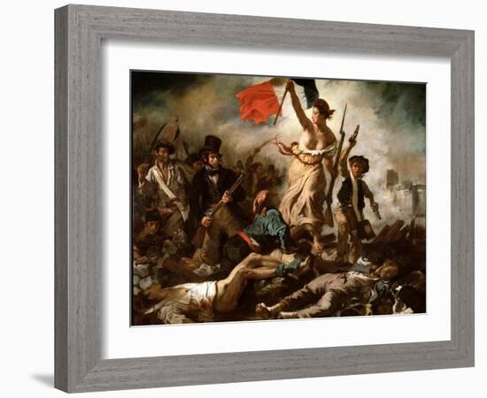 Liberty Leading the People (Oil on Canvas, 1830)-Ferdinand Victor Eugene Delacroix-Framed Giclee Print