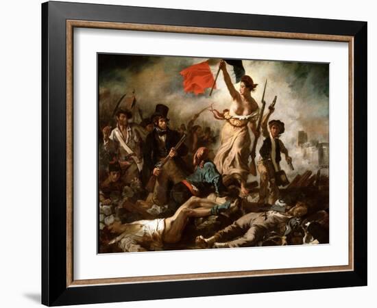 Liberty Leading the People (Oil on Canvas, 1830)-Ferdinand Victor Eugene Delacroix-Framed Giclee Print