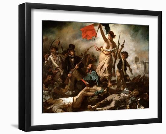 Liberty Leading the People (Oil on Canvas, 1830)-Ferdinand Victor Eugene Delacroix-Framed Giclee Print