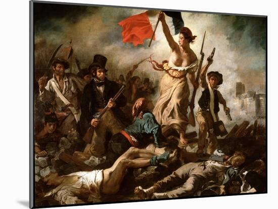 Liberty Leading the People (Oil on Canvas, 1830)-Ferdinand Victor Eugene Delacroix-Mounted Giclee Print