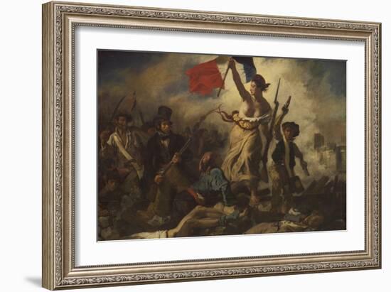 Liberty Leading the People-Eugene Delacroix-Framed Art Print