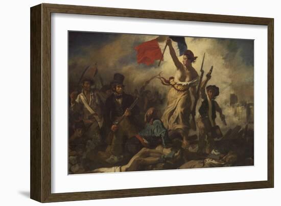 Liberty Leading the People-Eugene Delacroix-Framed Art Print