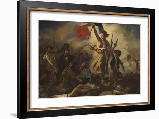 Liberty Leading the People-Eugene Delacroix-Framed Art Print