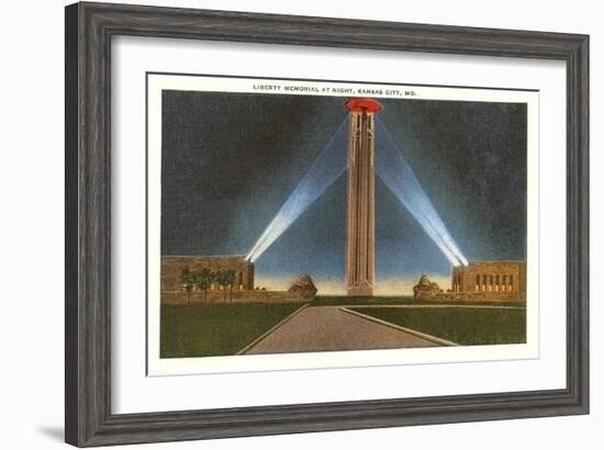 Liberty Memorial at Night, Kansas City, Missouri-null-Framed Art Print