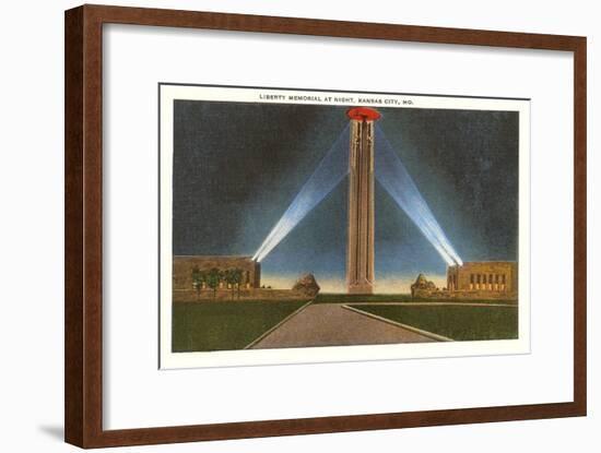 Liberty Memorial at Night, Kansas City, Missouri-null-Framed Art Print