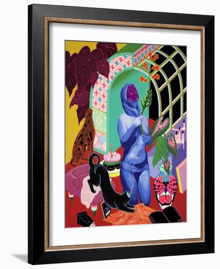 Library, 2021 (Acrylic on Panel)-Tsz Kam-Framed Giclee Print