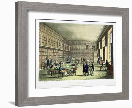 Library of the Royal Institution, Albermarle Street, London, 1808-1811-Thomas Rowlandson-Framed Giclee Print