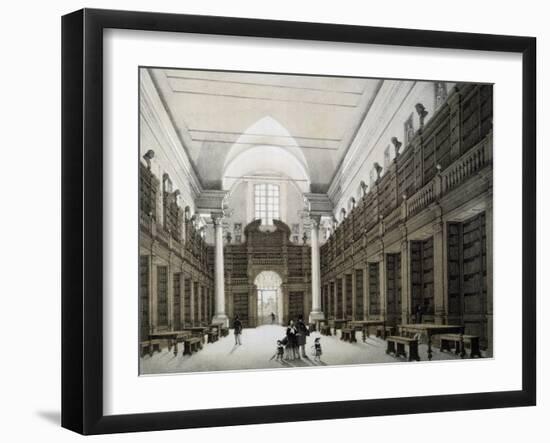 Library Room, University of Bologna, Lithograph, Italy, 19th Century-null-Framed Giclee Print