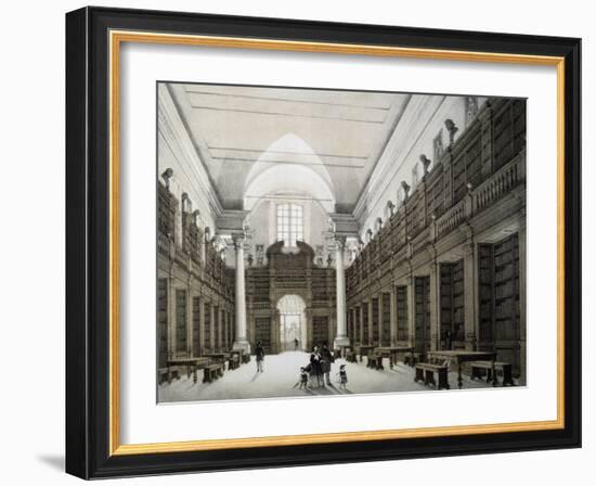 Library Room, University of Bologna, Lithograph, Italy, 19th Century-null-Framed Giclee Print