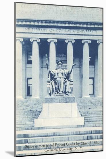 Library, Statue, Columbia University, New York City-null-Mounted Art Print