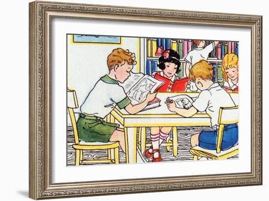 Library Time-Julia Letheld Hahn-Framed Art Print