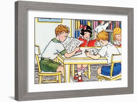 Library Time-Julia Letheld Hahn-Framed Art Print