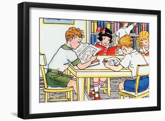 Library Time-Julia Letheld Hahn-Framed Art Print