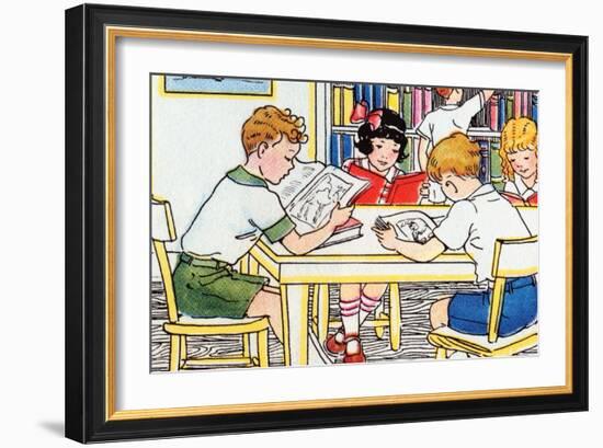 Library Time-Julia Letheld Hahn-Framed Art Print