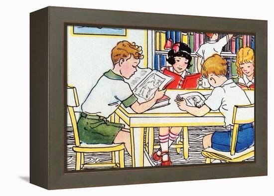Library Time-Julia Letheld Hahn-Framed Stretched Canvas
