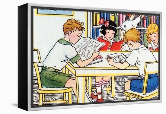 Library Time-Julia Letheld Hahn-Framed Stretched Canvas