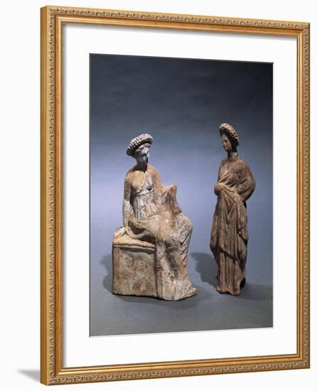 Libya, Cyrene, Terracotta Tanagrine Funeral Statuette in Form of Female Figures-null-Framed Giclee Print