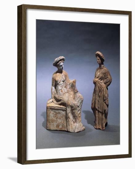 Libya, Cyrene, Terracotta Tanagrine Funeral Statuette in Form of Female Figures-null-Framed Giclee Print