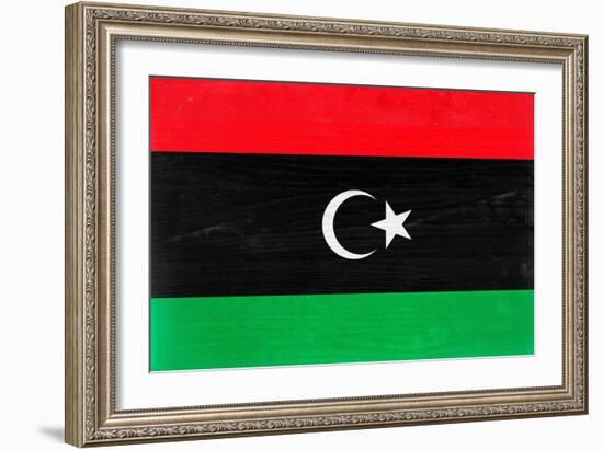 Libya Flag Design with Wood Patterning - Flags of the World Series-Philippe Hugonnard-Framed Premium Giclee Print