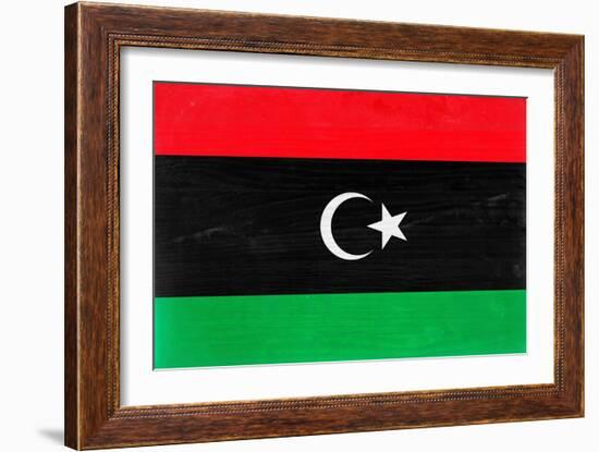 Libya Flag Design with Wood Patterning - Flags of the World Series-Philippe Hugonnard-Framed Premium Giclee Print