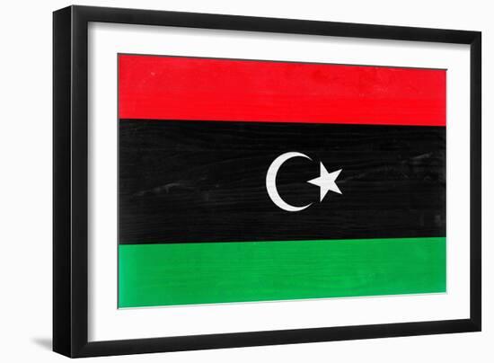 Libya Flag Design with Wood Patterning - Flags of the World Series-Philippe Hugonnard-Framed Premium Giclee Print