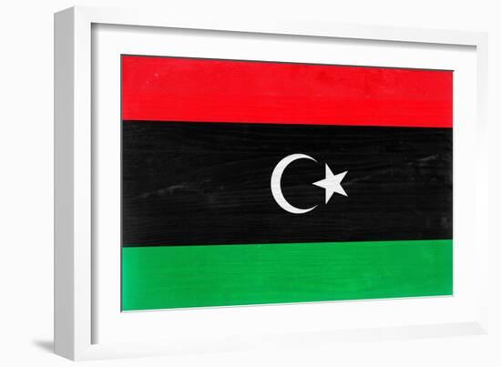 Libya Flag Design with Wood Patterning - Flags of the World Series-Philippe Hugonnard-Framed Premium Giclee Print