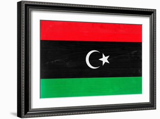 Libya Flag Design with Wood Patterning - Flags of the World Series-Philippe Hugonnard-Framed Premium Giclee Print