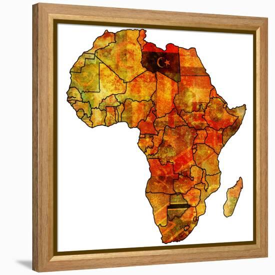 Libya on Actual Map of Africa-michal812-Framed Stretched Canvas