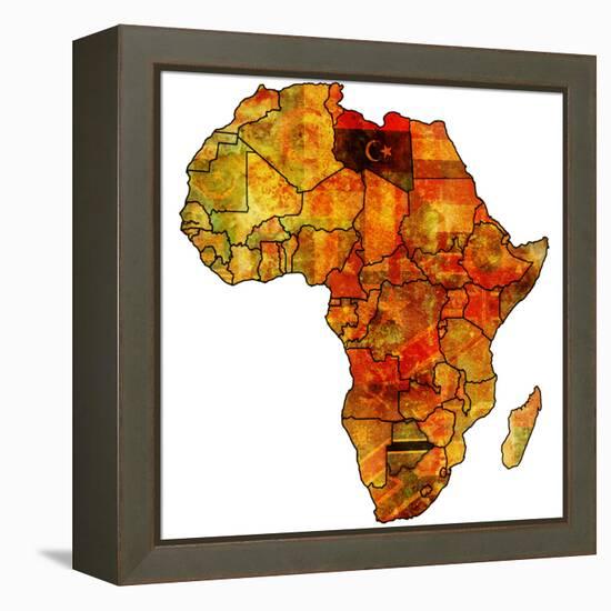 Libya on Actual Map of Africa-michal812-Framed Stretched Canvas