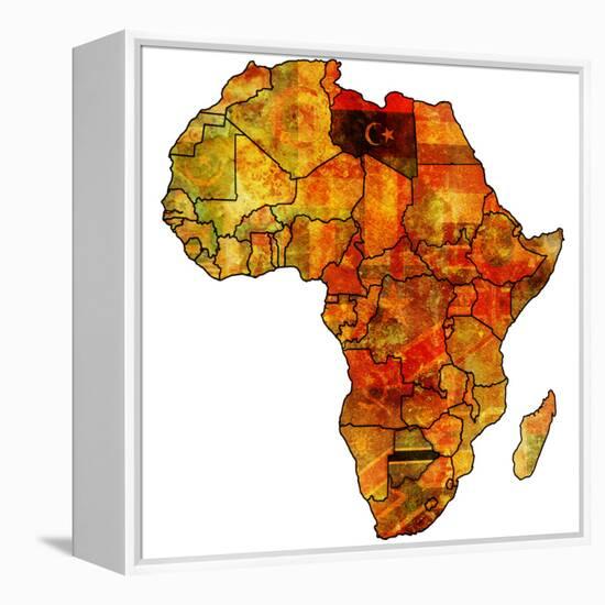 Libya on Actual Map of Africa-michal812-Framed Stretched Canvas