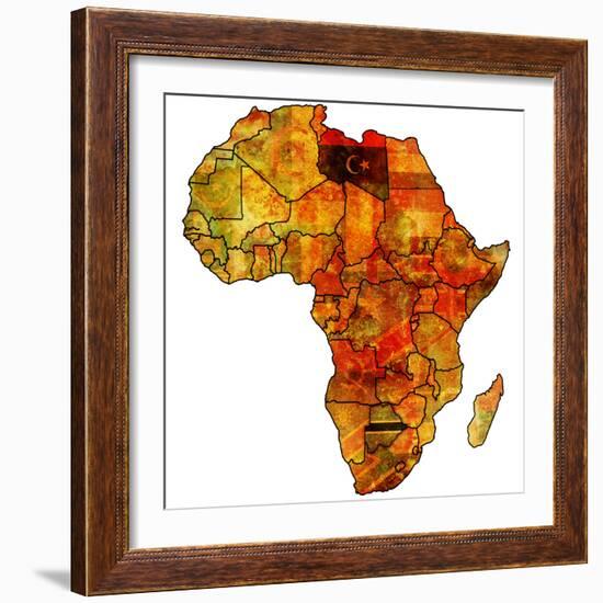 Libya on Actual Map of Africa-michal812-Framed Premium Giclee Print