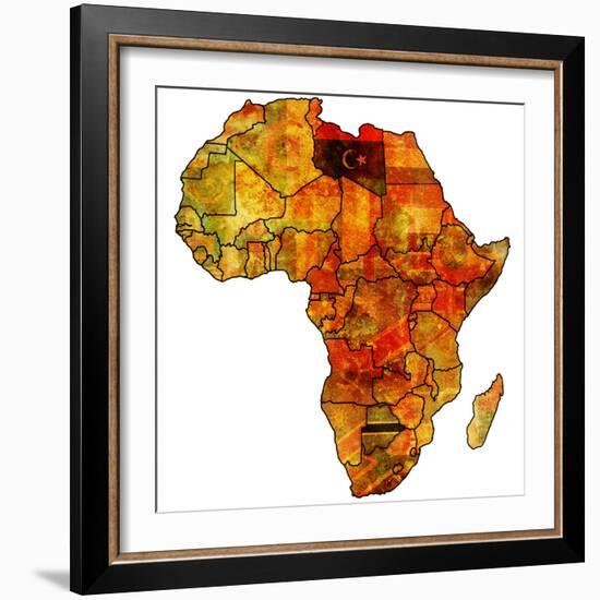 Libya on Actual Map of Africa-michal812-Framed Premium Giclee Print