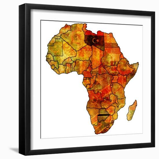 Libya on Actual Map of Africa-michal812-Framed Premium Giclee Print