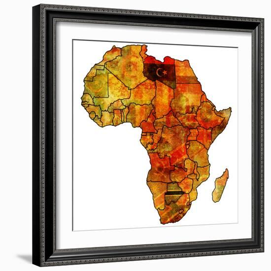 Libya on Actual Map of Africa-michal812-Framed Premium Giclee Print