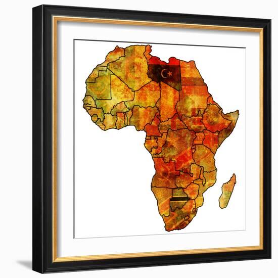 Libya on Actual Map of Africa-michal812-Framed Premium Giclee Print