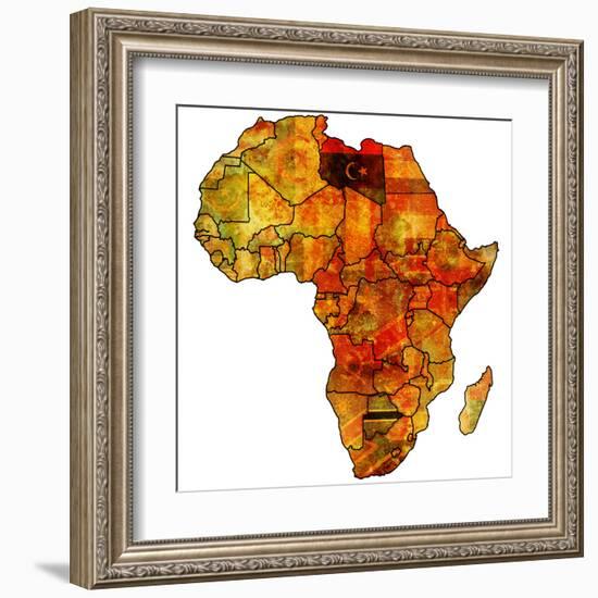 Libya on Actual Map of Africa-michal812-Framed Art Print