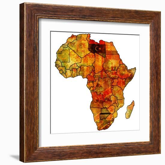 Libya on Actual Map of Africa-michal812-Framed Art Print