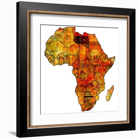 Libya on Actual Map of Africa-michal812-Framed Art Print