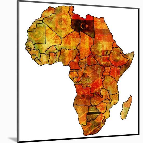 Libya on Actual Map of Africa-michal812-Mounted Art Print