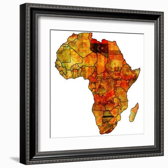 Libya on Actual Map of Africa-michal812-Framed Art Print